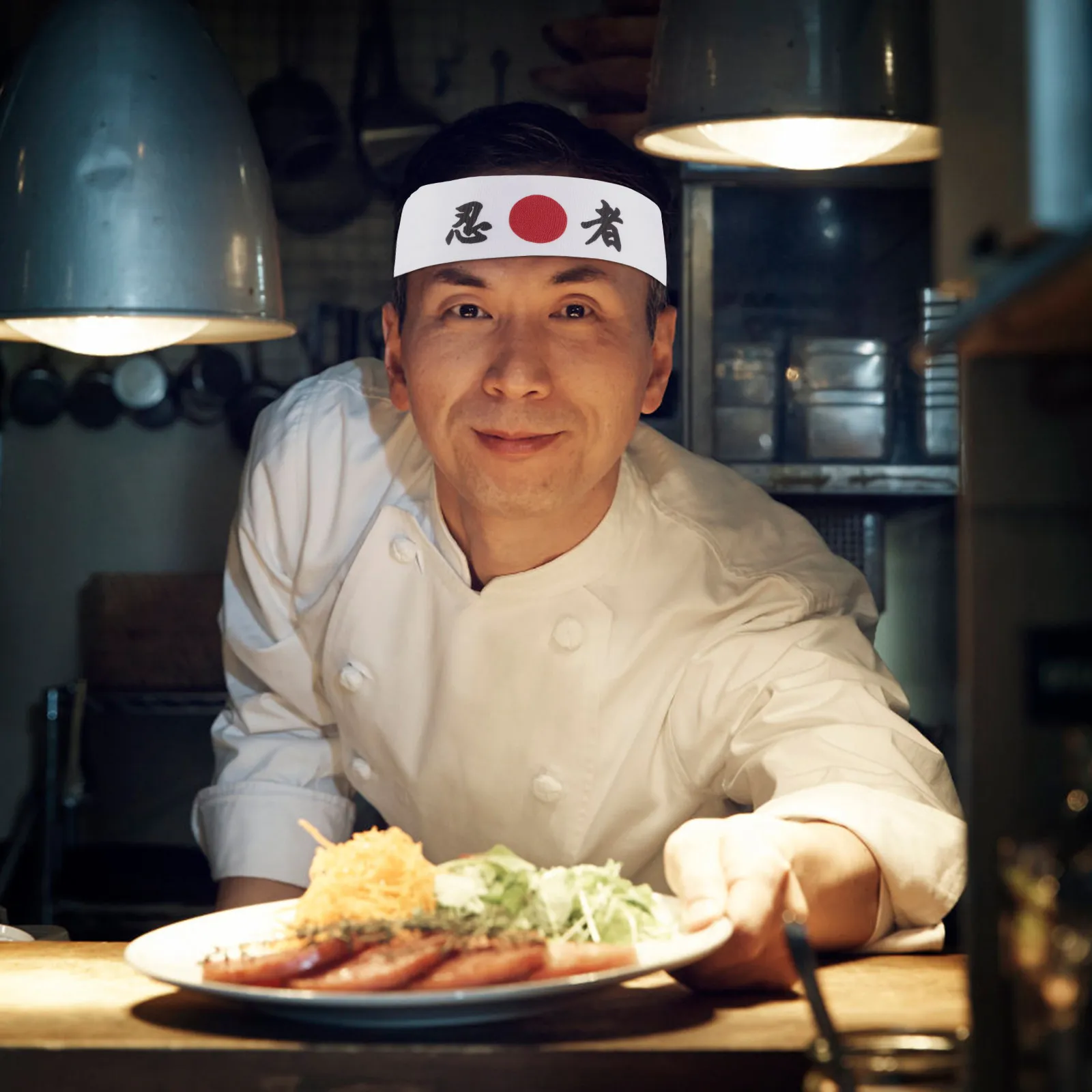 

2Pcs Japanese Headband Cotton Breathable Sports Chef Kitchen Hairband Sweat Absorbent Wide Reusable Karate Headbands for Women