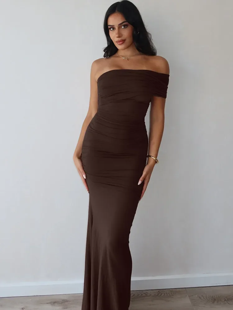 

Oblique Shoulder Split Maxi Dress For Women Sleeveless Slim Fit Elegant Gown Summer Fashion Club Party Long Party Dress