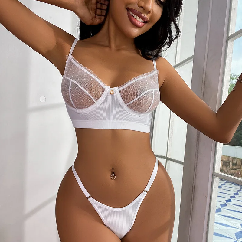 New Women Lingerie Set Lace Embroidery Push Up Transparent Bra And Panties Sexy Underwear Brassiere Two-piece Suit Babydolls - Image 4