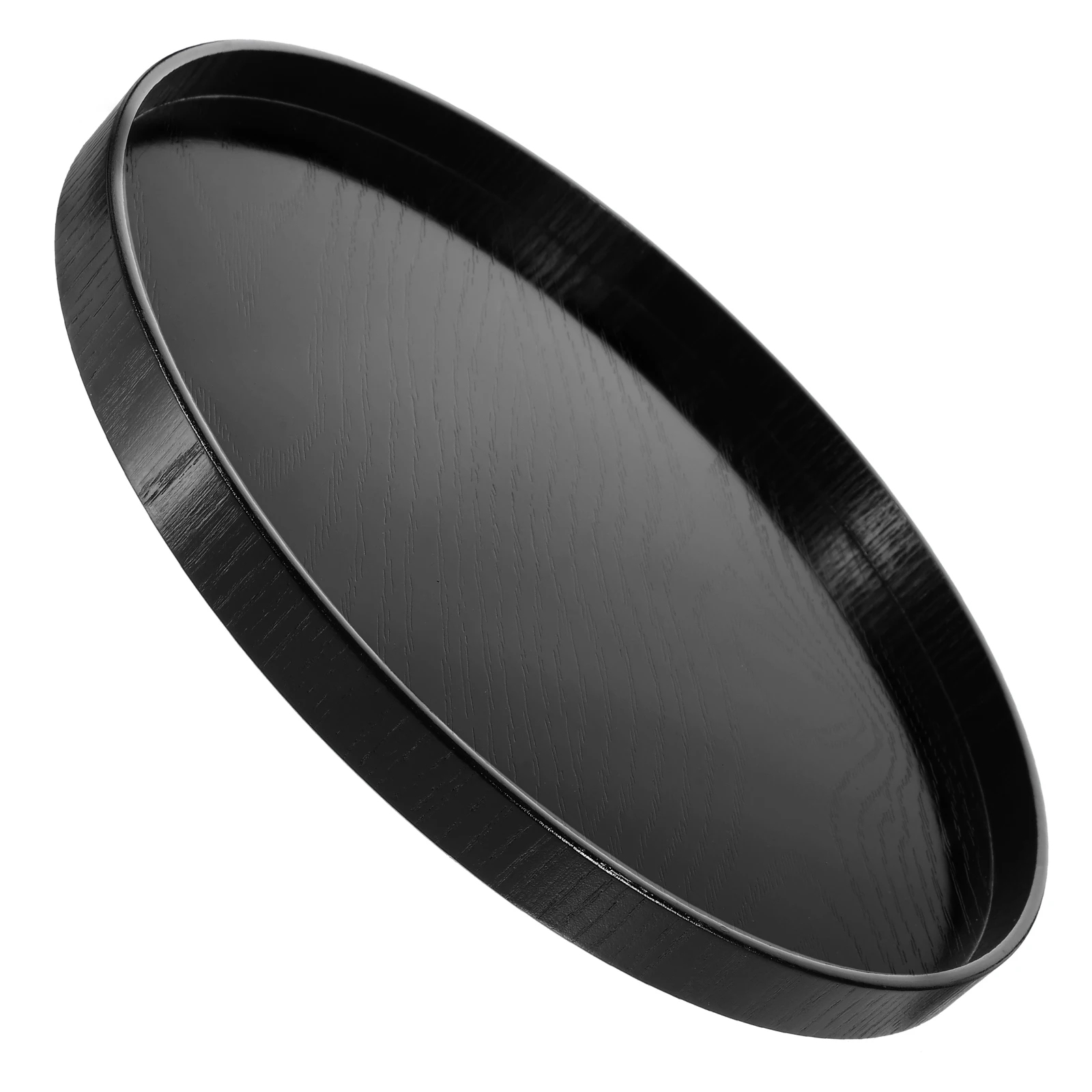 صينية شاي مستديرة سوداء خشبية 30 سنتيمتر متعددة الوظائف كعكة عموم أطباق حلوى الفاكهة تخدم وجبة خفيفة منزلية