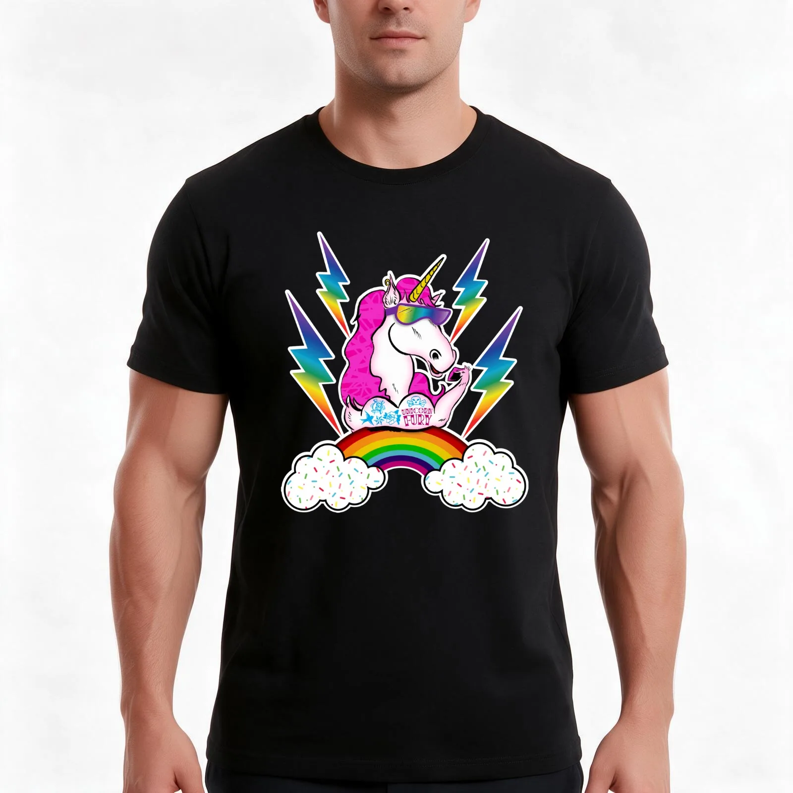 2022 Unicorn Fury T-Shirt, Summer Casual Cotton Tee, Oversized Streetwear Tops, Vintage Graphic Print, Loose Fit Short Sleeve