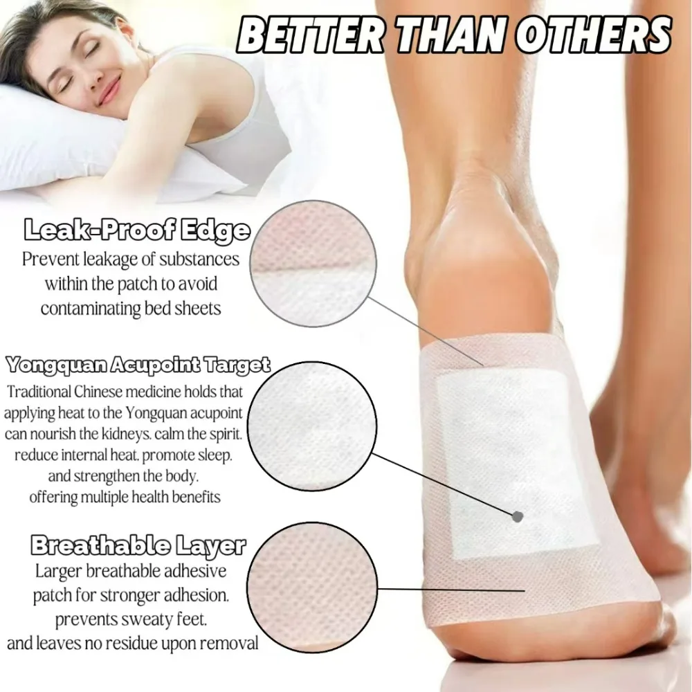 30 Paar Fuß-Detox-Pads, Detox-Fußpolster für guten Nachtschlaf, mit natürlichem Bambus und Ingwer, lindert Müdigkeit, nicht auslaufendes Design