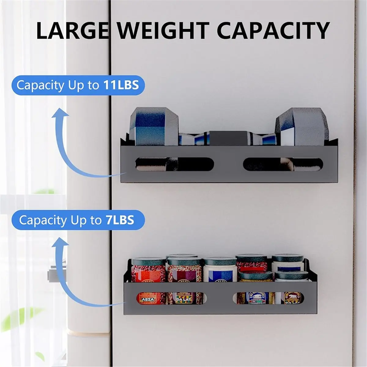 PHONE&GEAR 2 Pack Multipurpose Strong Magnetic Spice Rack for Refrigerator, Heavy-Duty Fridge Shelf