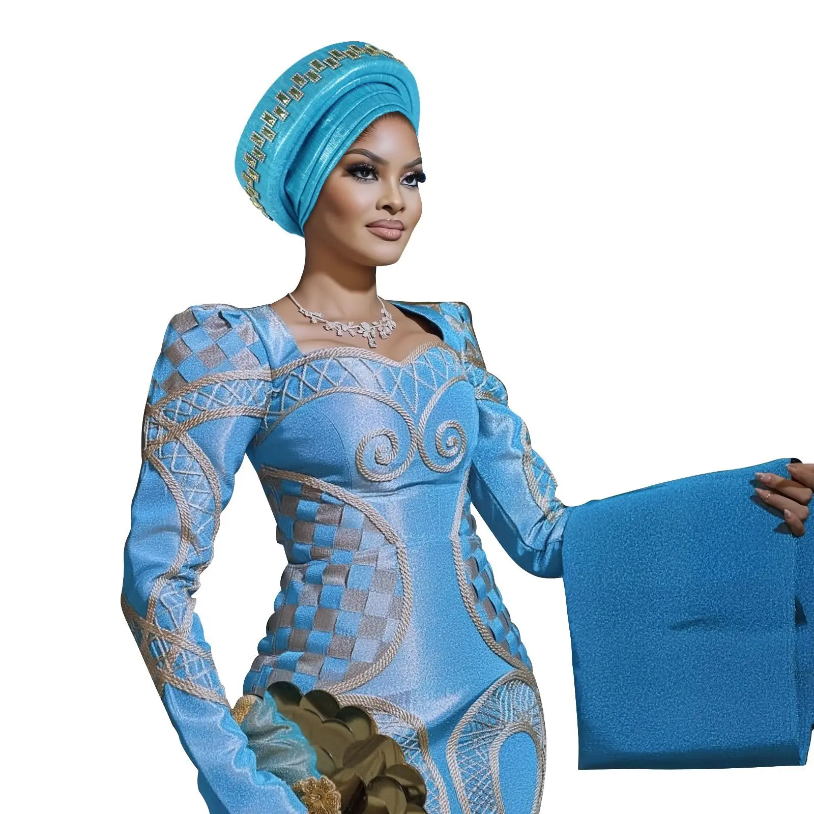 

2025 New African Auto Gele Women Turban Cap Diamonds Nigeria Headtie Wedding Head Ties Female Head Wraps Already Made Autogele