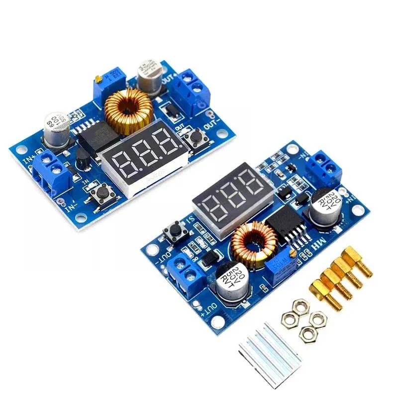 DIY fonte de alimentação ajustável com voltímetro, módulo step-down, XL4015, DC-DC conversor, 5A, 75W, 4.0-38V a 1.25V-36V