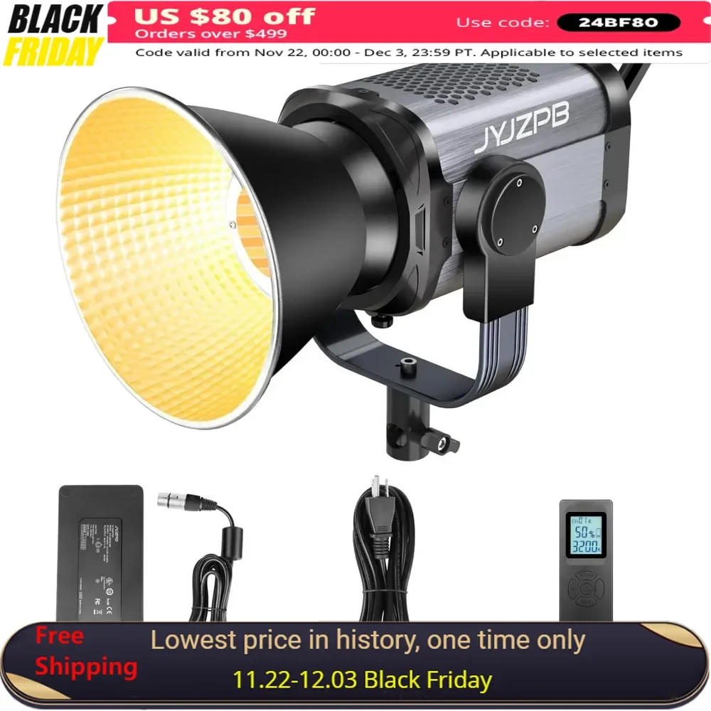 Luz de vídeo LED bicolor COB de 300W con pantalla LCD remota inalámbrica de 2,4G, iluminación de salida continua a todo Color para fotografía