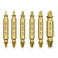 6PCS HSS Screw Extractor Drill Bit Set Golden Finish High-Speed Steel 6 Sizes for Stripped Broken Screws Removal