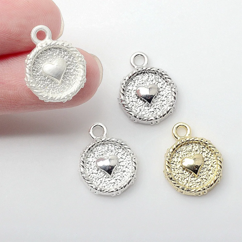 10 шт., подвеска-сердце в форме монеты