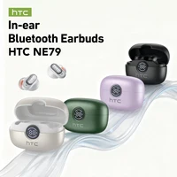 Écouteurs Bluetooth 6.0 TWS HTC NE79 avec traduction IA 135 langues, suppression du bruit ENC, son stéréo HiFi et écran LED 5