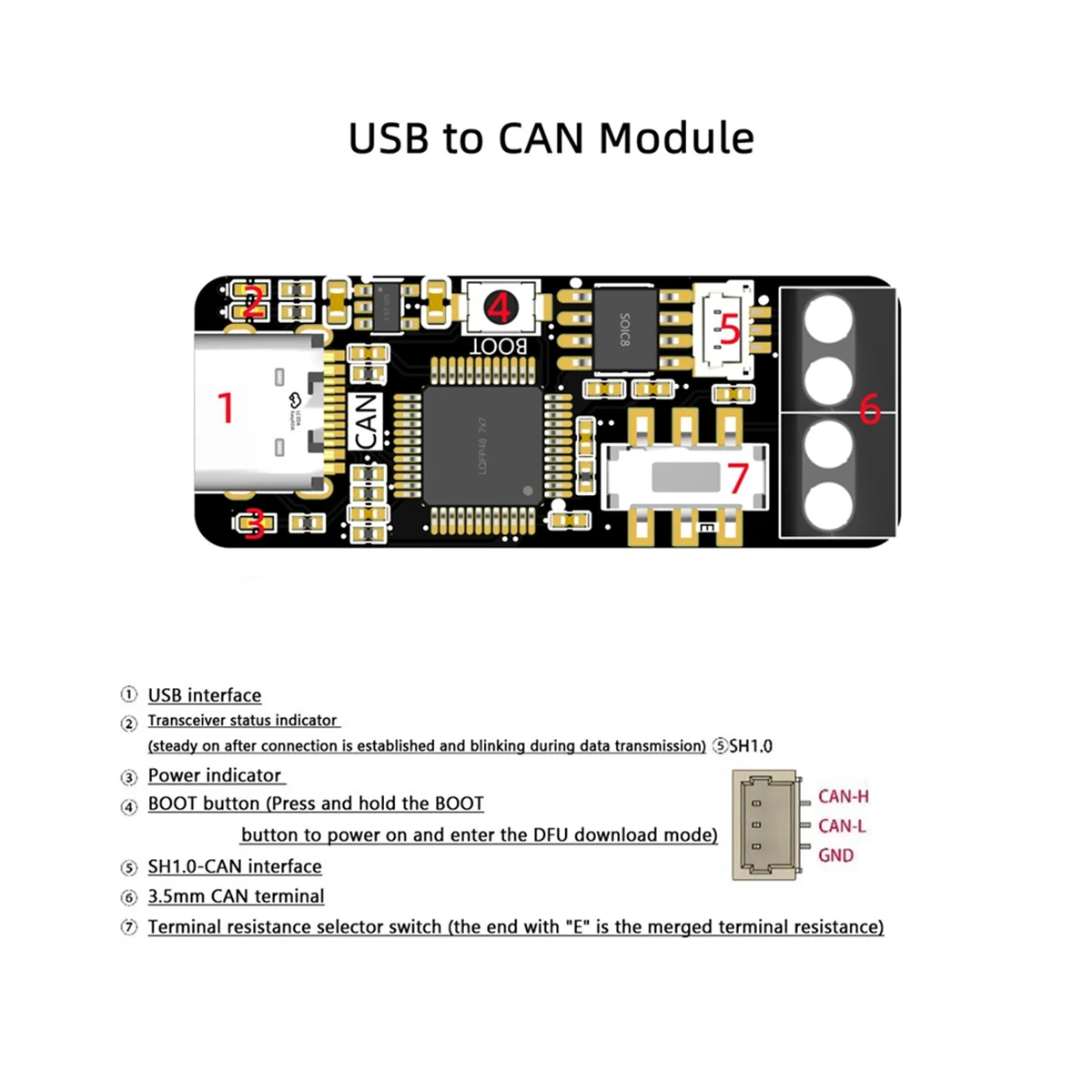 USB к CAN модуль CANable PCAN отладчик инструмент для отладки CAN Bus для Linux Win10 11