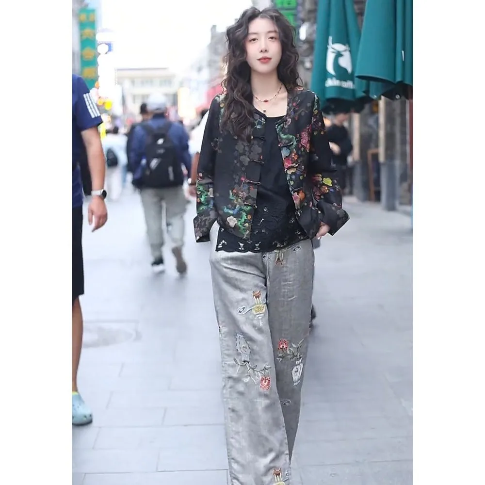 

Slimming Long Sleeve round Neck Jacket New Chinese Style Button Design Women's Outerwear Fashionable Early Autumn 2025