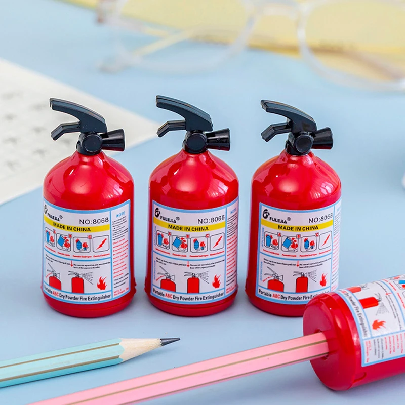 Creative Fire Extinguisher Shape Pencil Sharpener Single Hole Cutter Student Stationery School Supplies For Kids Prizes Gifts