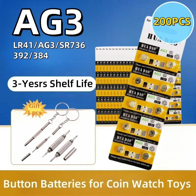 200 stücke 1,5 V AG3 Knopfbatterien SR41 L736 SR41SW LR41 Lithium-knopfzelle Smart Uhr Batterie Zelle Für Spielzeug uhr Zubehör