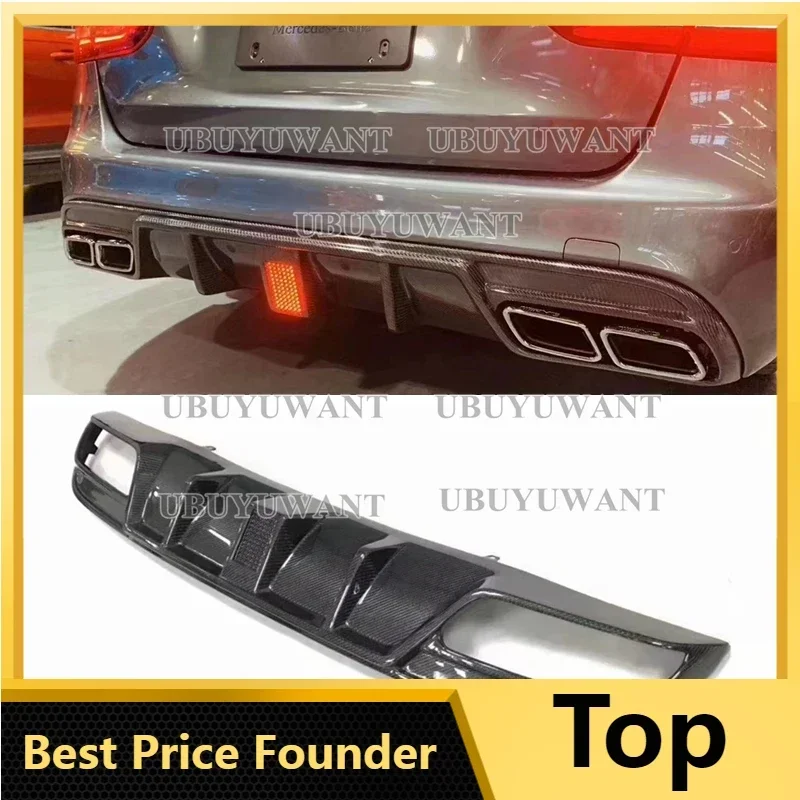 Real Carbon Fiber Rear Bumper Lip Diffuser For Benz C200 W205 SEDAN / Wagon C180 C260 C200 C300 Car Styling 2014-2019