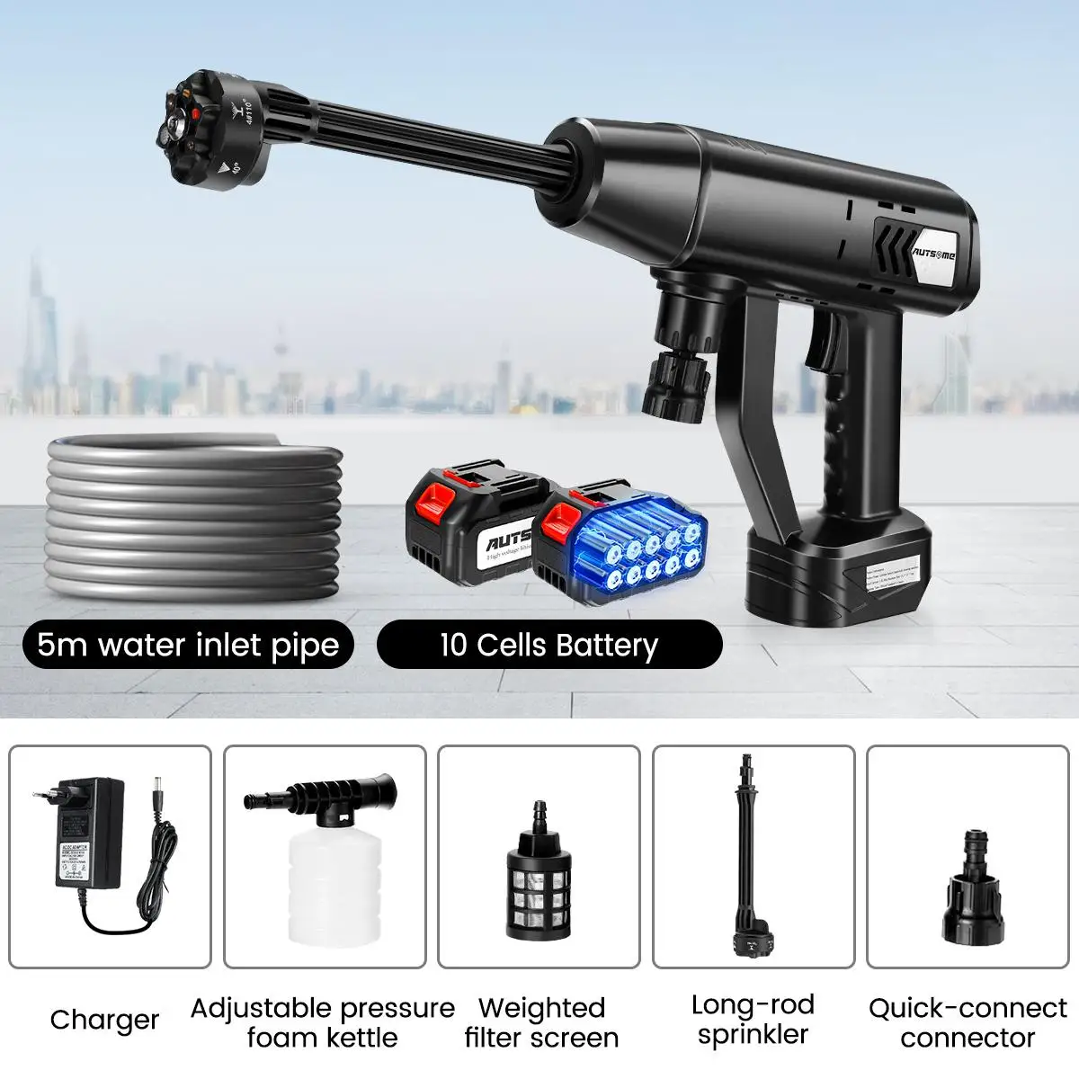 500W Cordless High Pressure Car Washer Cleaner Washing Spray Gun Electric Water Gun Foam Machine for 18V Battery