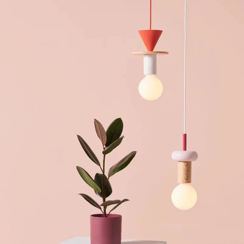 Japanese Wooden Pendant Lights Glass Ball E27 Restaurant Bedroom Bedside Multicolor Art Decorative