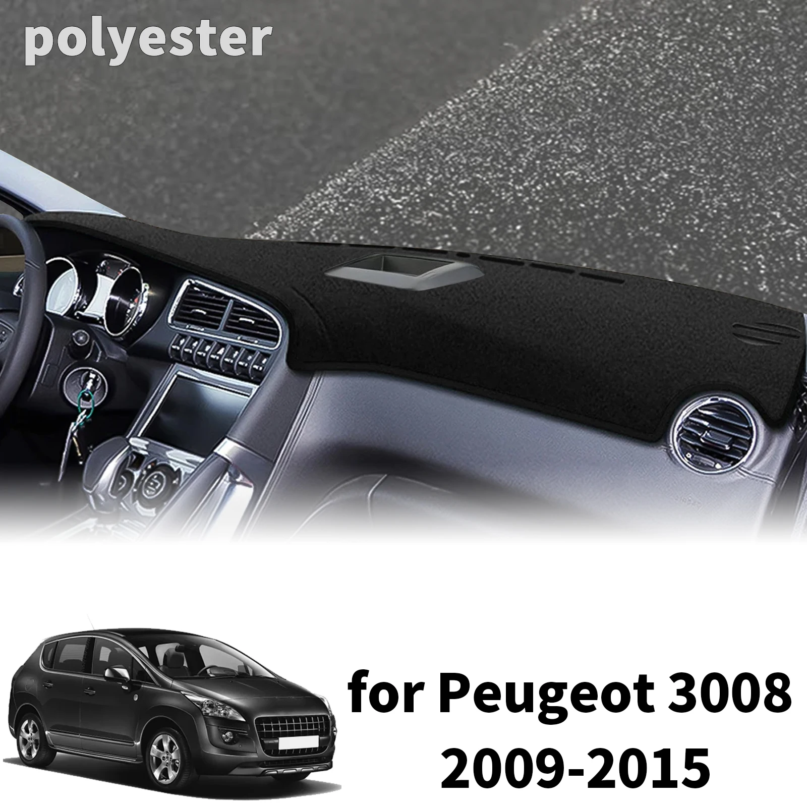 

for Peugeot 3008 2009-2013 2014 2015 High Quality Dashboard Cover Dashmat Sunshade Anti‑UV Protector Dash Mat Pad Accessories