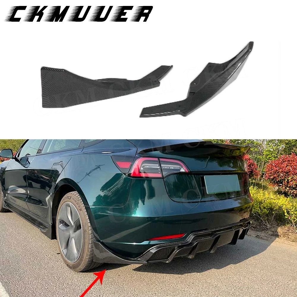 

Глянцевые черные накладки-сплиттеры на задний бампер для Tesla Model 3, диффузоры, спойлеры, декоративные элементы