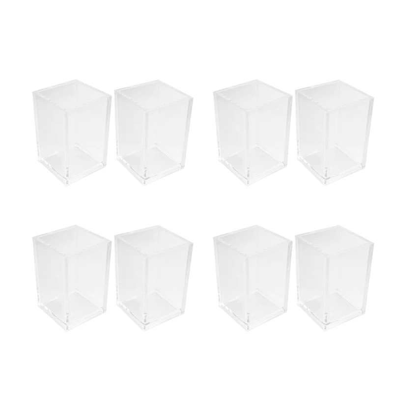 

Acrylic Pen Holder 8 Pack,Clear Desktop Pencil Cup Stationery Organizer For Office Desk Accessory