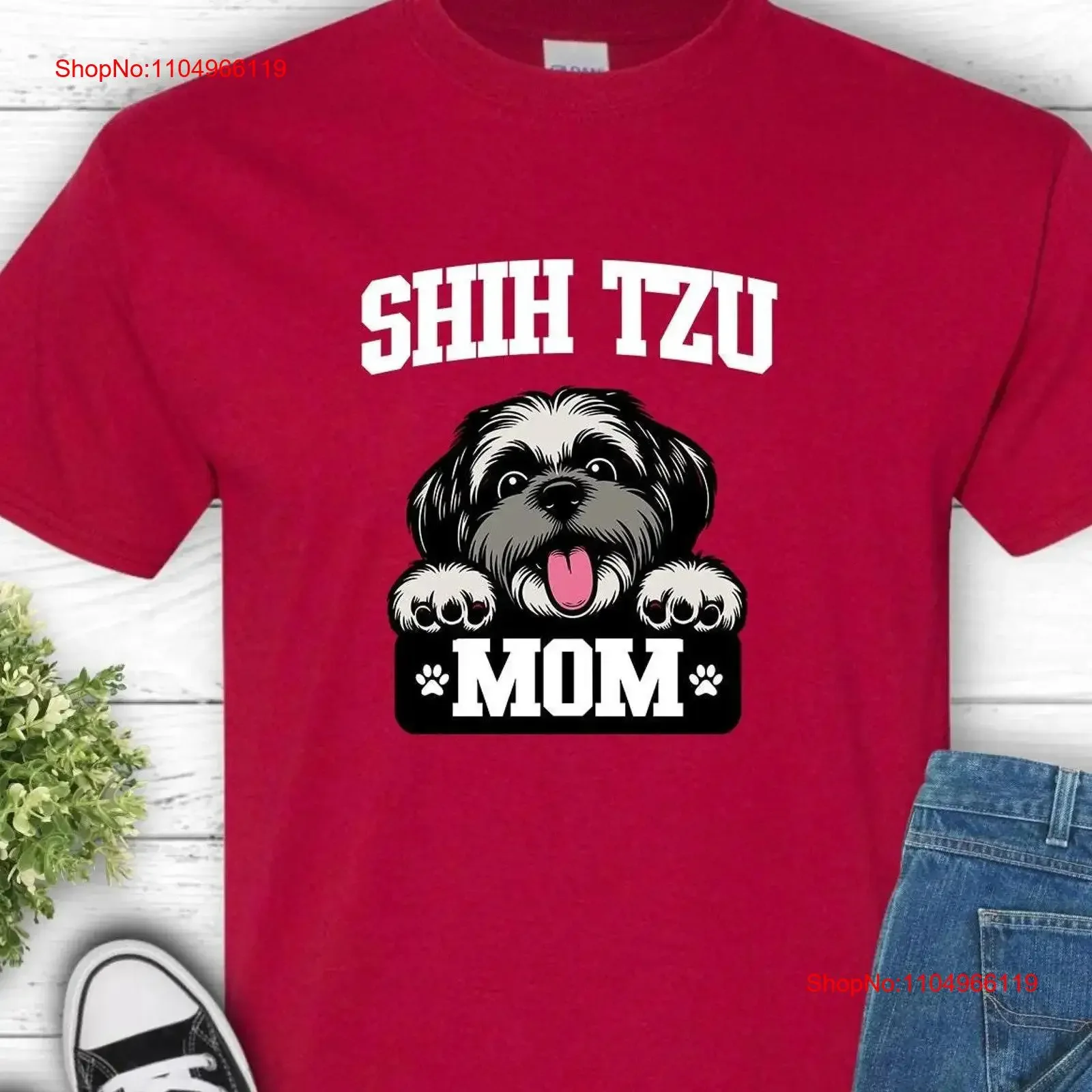 

Футболка Shih Tzu Mom, забавная собака, винтажный стираный топ для повседневной носки, стильная дизайнерская одежда, дышащая модная мягкая одежда