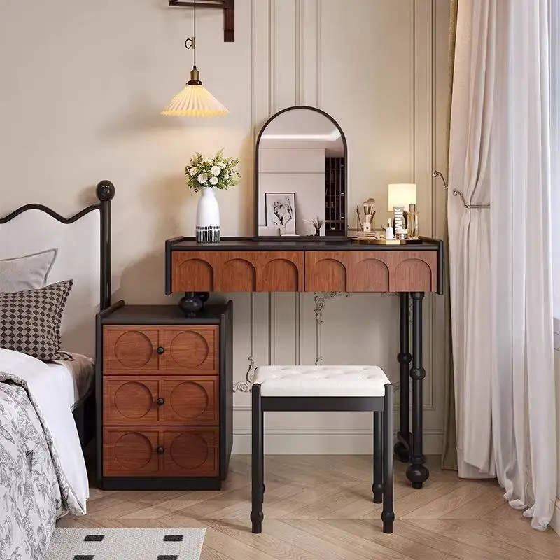 

Simple Mirror Dressing Table Drawers European Cabinet Compact Vanity Desk Makeup Nightstands Tocador Maquillaje Furnitures