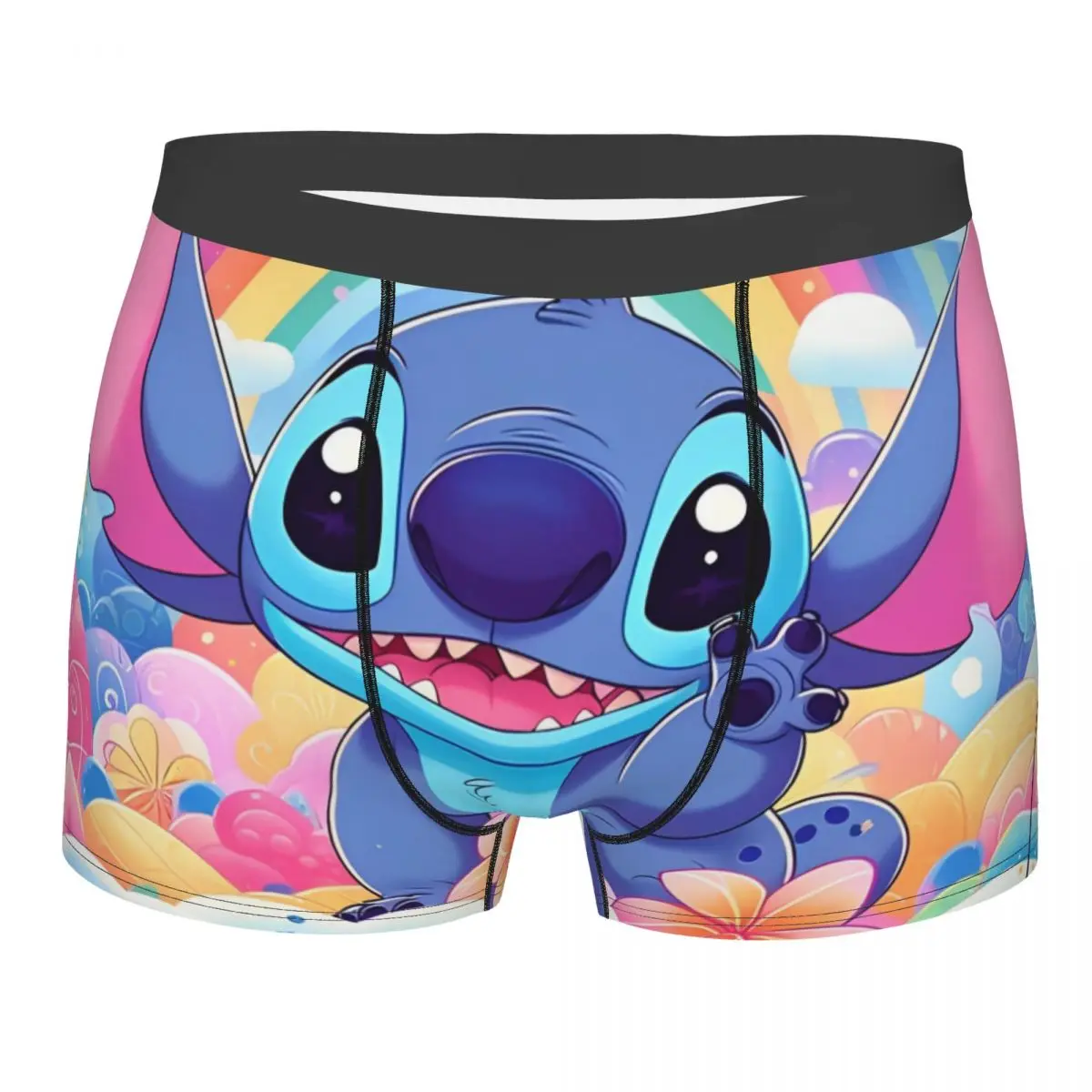 Cute Stitch Rainbow Boxers Gag Gift For Man Funny Underwear Cartoon Quilt Underpants Soft Boxer Briefs Merch