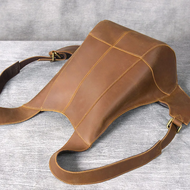 S.WORKER Vintage Stilvoller Rucksack aus Rindsleder, Originaldesign, Echtleder-Verpackung, Individueller Käfer-Rucksack, Umhängetasche – Detail 11