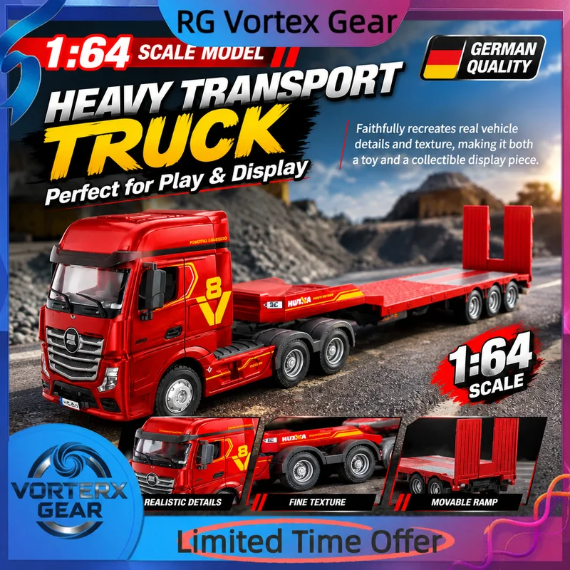 【In Stock】New Color Scheme Huina 1:64 9900 Red Mini Trailer Tablet Trailer Model Full Scale Truck Toy Boy Truck  Ornament Gift