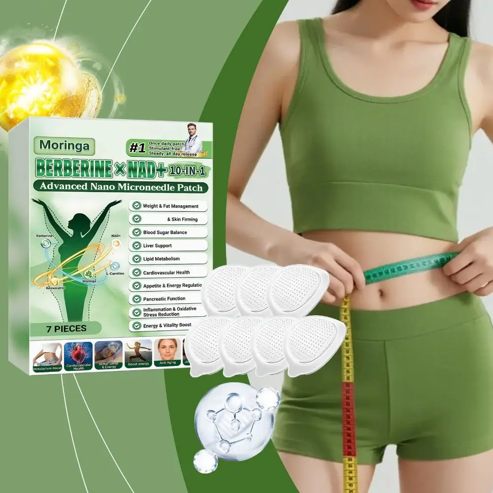 Parche de microagujas nano avanzadas - Adhesivo reafirmante 10 en 1 con berberina y NAD+, adelgazante puro y suave para mujeres y hombres, para moldear la figura.