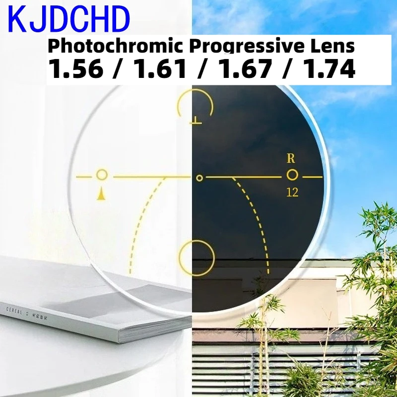 

Progressive Photochromic Gray Brown Lens 1.56/1.61/1.67/1.74 UV Optical Prescription Eyeglasses Lens Man Woman 1Piece