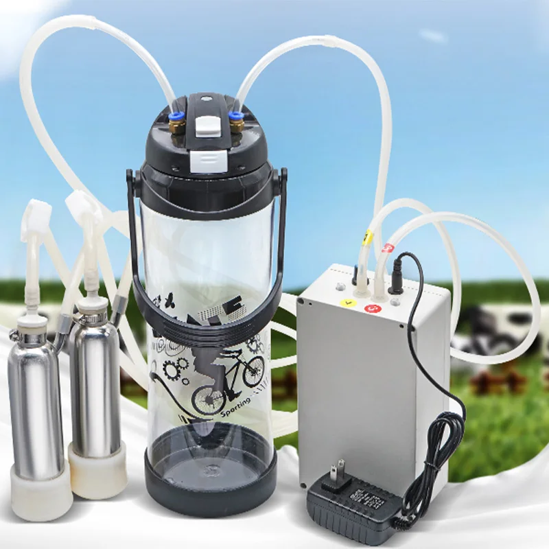 3L Pulsating Cow Milking Machine Portable Double Head Goat Sheep Milking Machine Pulsating Vacuum Pump Milker for Farm Animals