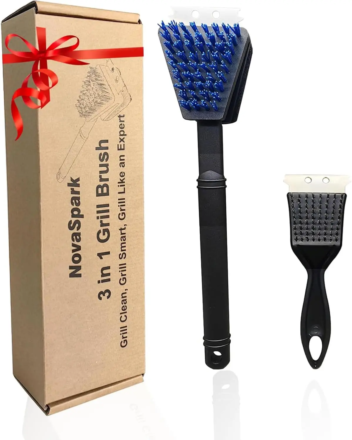 

Nylon Grill Brush Cleaning Kit with Scraper, 2-Piece BBQ Cleaning Set for Gas Charcoal Grill Grates, Outdoor Grill Cleaner for