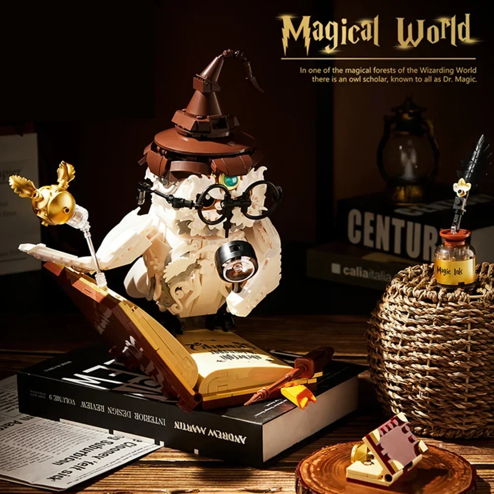 Miniso Magical World Harris Hagrid Hedwig Owl Flying Golden Snitch Display Animal Model Building Block Brick Gift Toys Boys Set