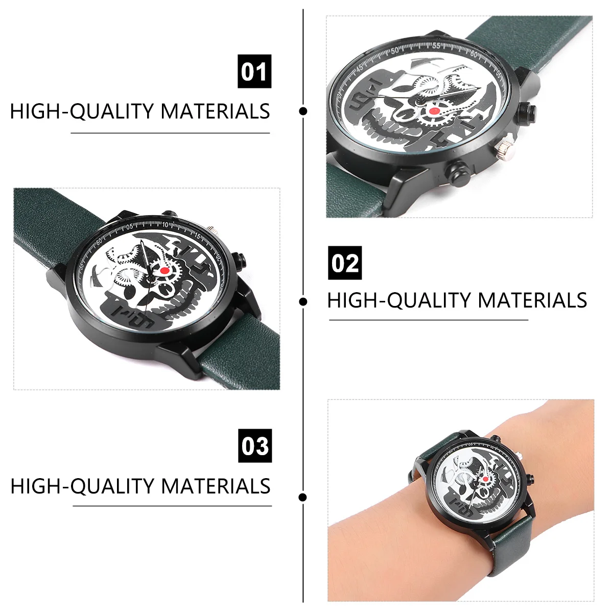 

Unisex Quartz Skull Pattern Wristwatch Strap Durable Casual Business Watch Suitable for Work School Outdoor