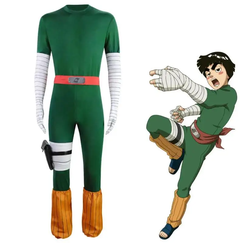 Anime Rock Lee Cosplay Kostüm Herren Kampfuniform Held Eng Anliegender Jumpsuit Yakumo Night Kai Kai Huang Anzug Halloween Party Kostüm