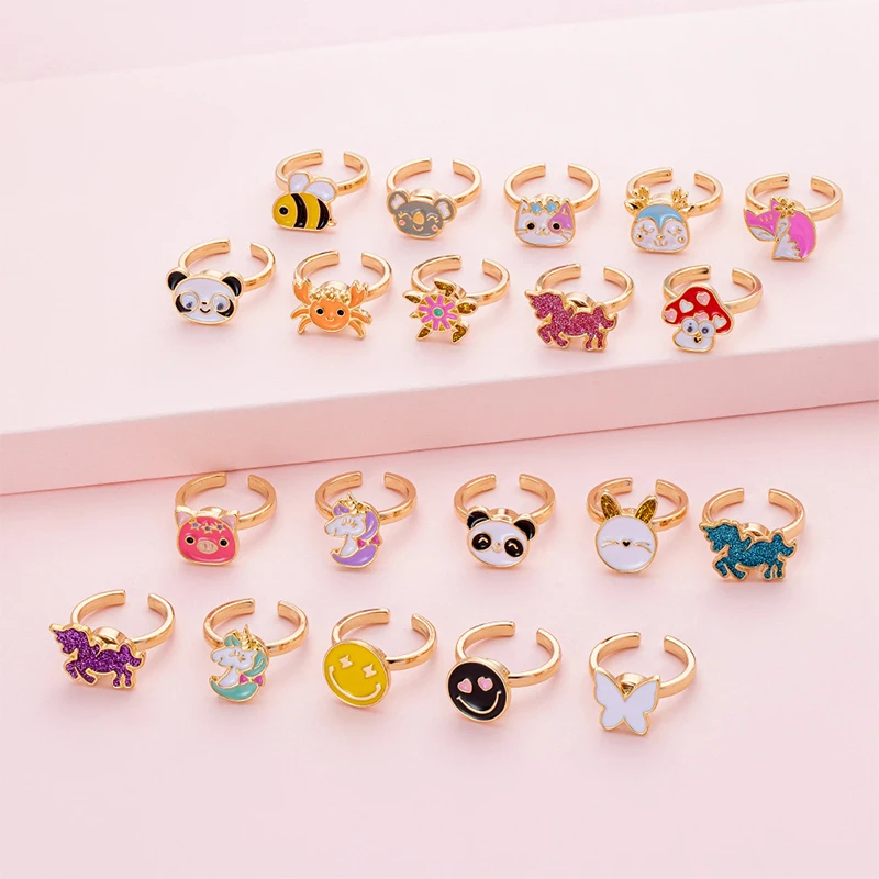 Fidget Spinner Spinning Ring for Girl Multiple Fruit Heart Butterfly Animal Rotatable Ring Anti Stress Teens Fun Jewelry