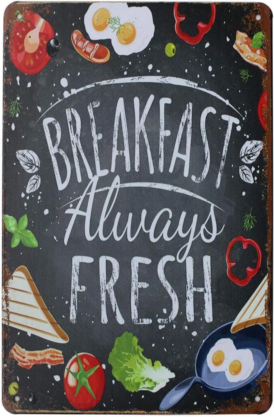 Youpinnong Breakfast Always Fresh Metal Signs Fast Food Vintage Tin Poster Painting Home Bedroom Restaurant Bar Wall Decora sign