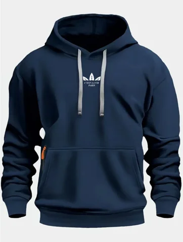 Autumn and Winter New Men's Printed Fleece Hoodie High Quality Solid Color Hoodie Men's Fashion Street Style Sportswear