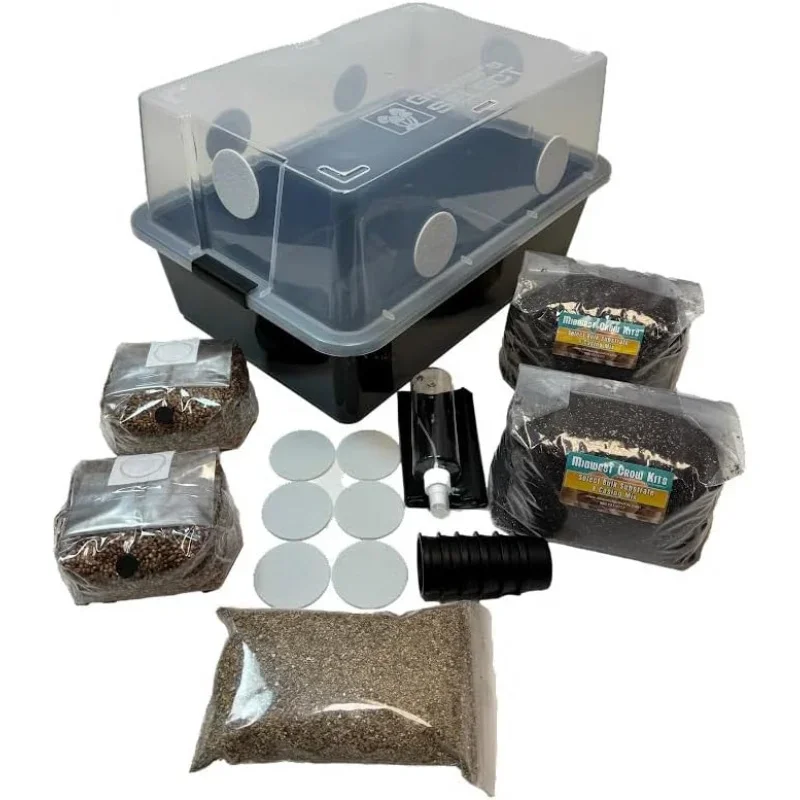 Mushroom Monotub LARGE 66Q Grow Kit | Complete  | Dung-Loving Mushrooms | Includes 2 sterilized Grain Spawn Bags, Bulk Subst