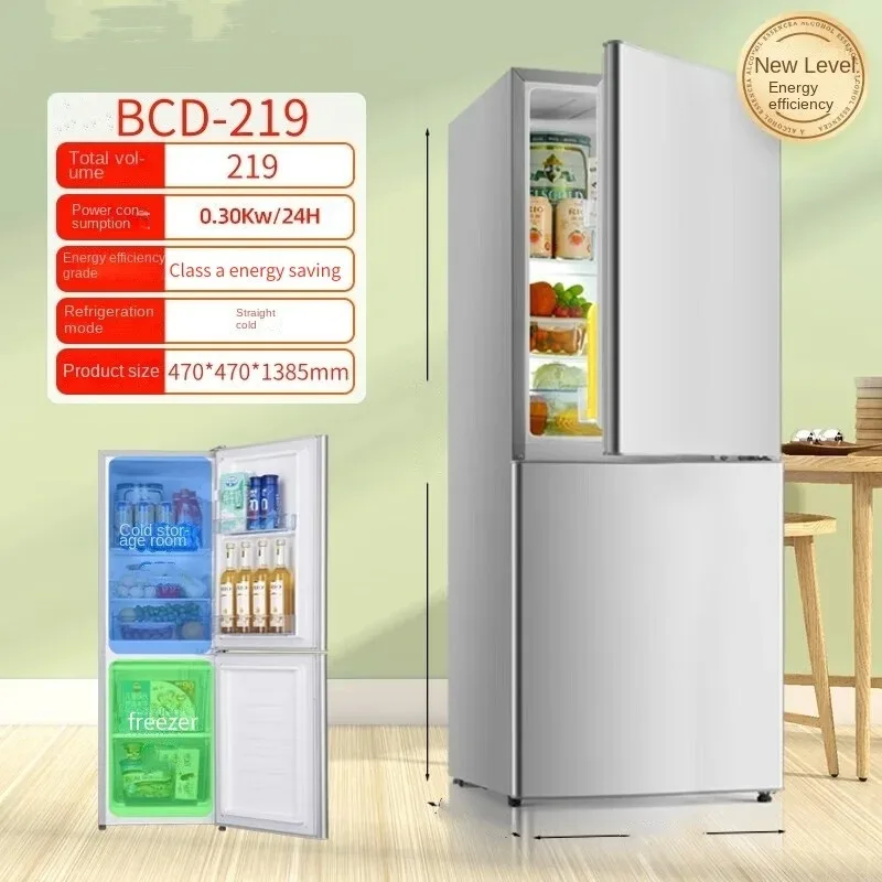 Congelador de doble puerta y refrigerador, tamaño grande para el hogar, gran capacidad de ahorro de energía