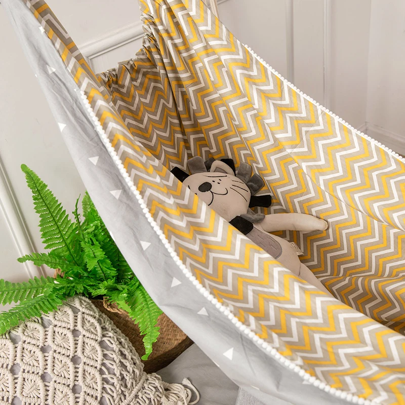 Children Hammock Swing Indoor Outdoor Hanging Basket Kids Breathable Cotton Cloth Bag Chair Baby Room Home Decorations 100x130cm