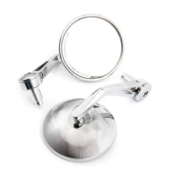 Evomosa Motorcycle Chrome Convex 7/8‘’ 22mm Handlebar Mirror E24-mark Old School Universal for Rearview Bar End Side Mirror