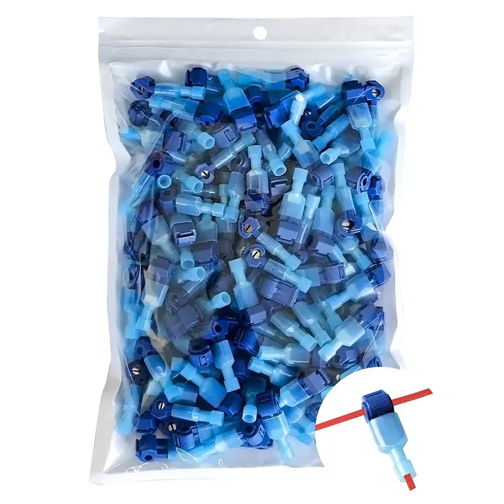 Quick Splice Self-Stripping Electrical Terminals T-Tap Wire Connectors Fully Insulated Disconnects Kit for Wiring Automotive