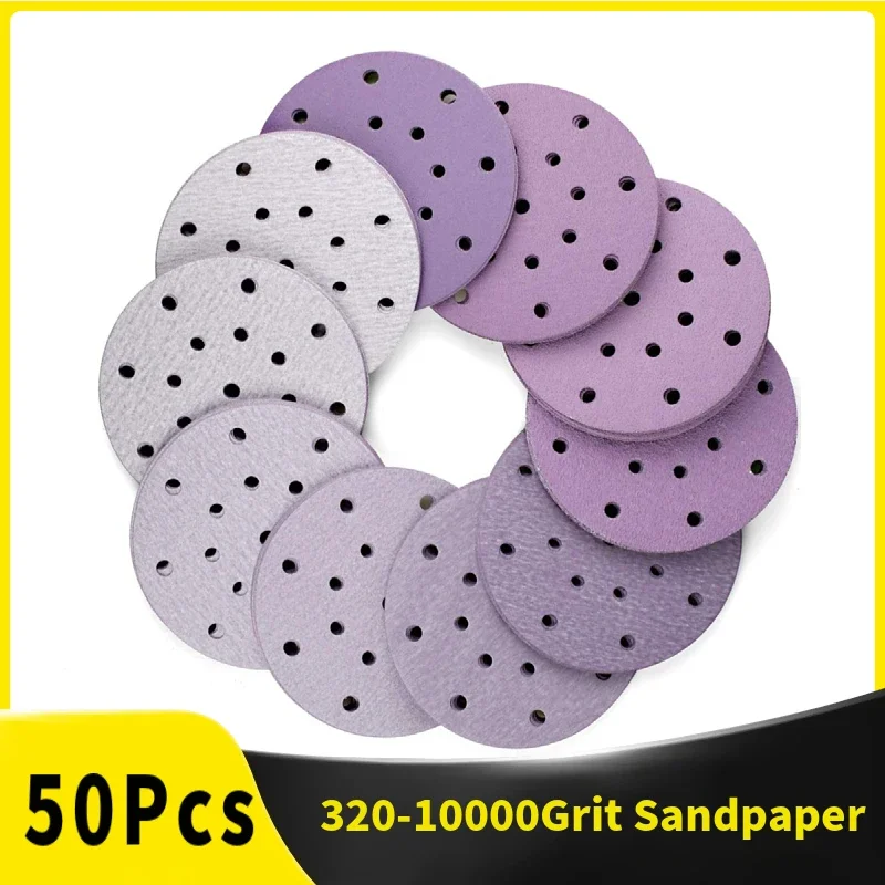 50Pcs 6 Inch Wet/Dry Sanding Discs Hook & Loop 320-10000 Grit Assortment Sandpaper 150mm for Car Polisher Grinder Polishing