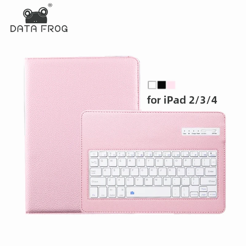 

DATA FROG Bluetooth Keyboard Leather Case For Ipad 2 3 4/Mini 123 Keyboard Cover Accessories