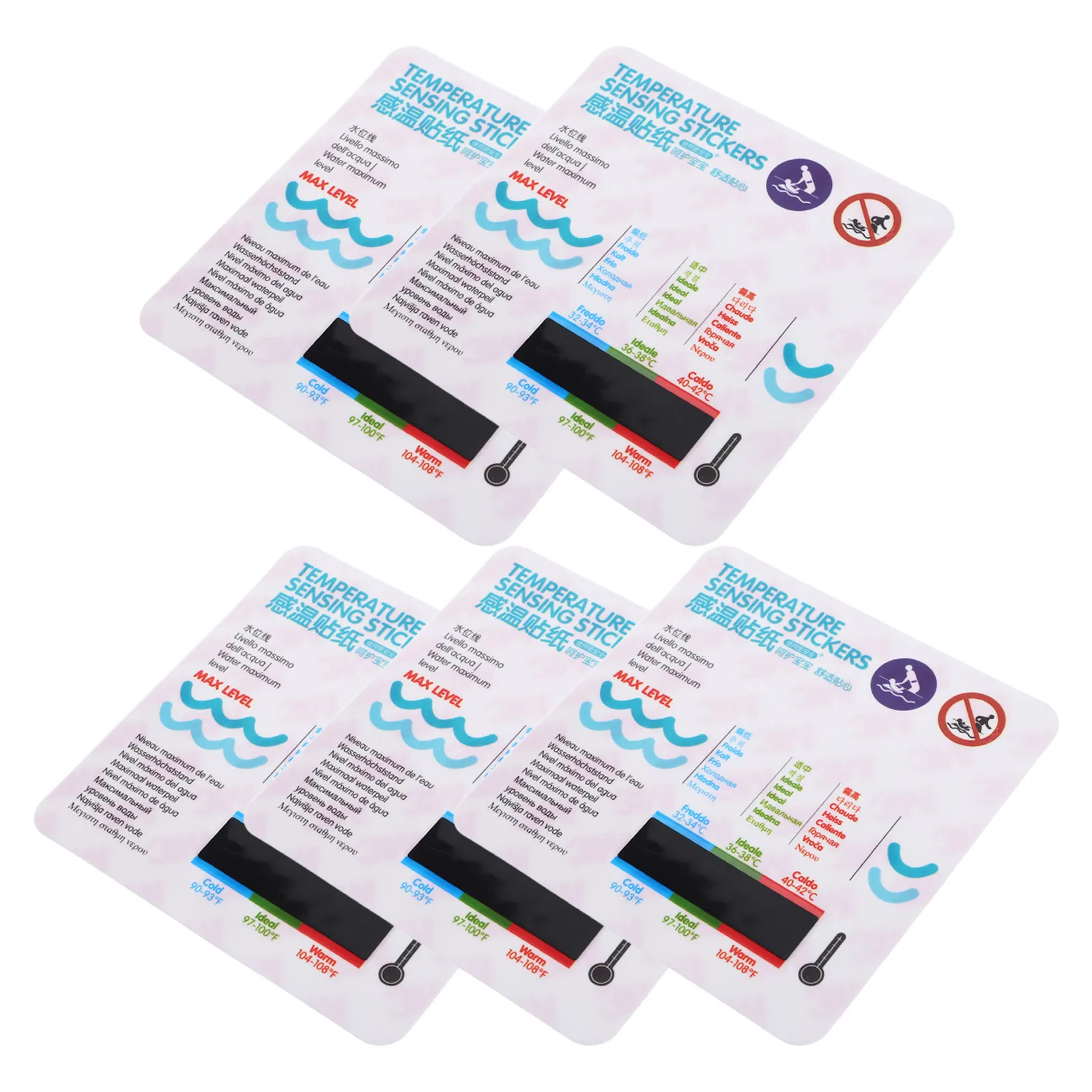 5 Stück Baby-Badethermometer-Aufkleber, wasserdicht, selbstklebend, Wassertemperaturanzeige für Badewanne, sicherer Kinder-Badethermometer-Aufkleber