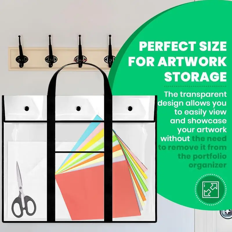 Artwork Storage Bag Art Organizer Poster Bag Large PVC Bulletin Board Holder Storage Organizer With Handle & Pocket For