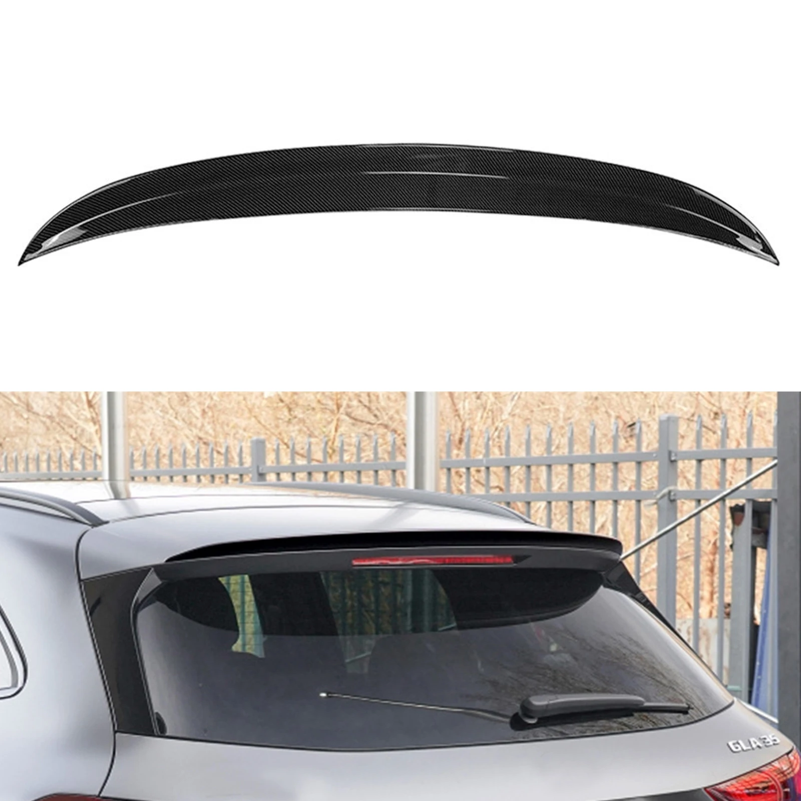 For Mercedes Benz GLA Class H247 GLA180 200 GLA35 AMG 2020-2024 Rear Roof Spoiler Wing Carbon Fiber Look Car Trunk Splitter Lip