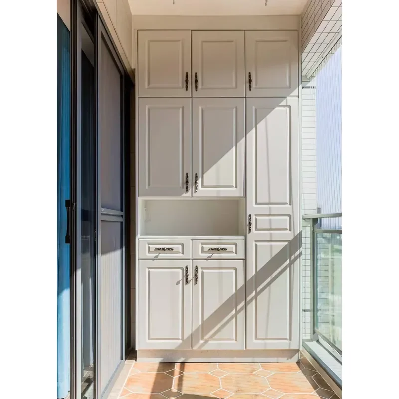 Balcony Locker Solid Wood Modern Simple Custom Wall Mounted Integrated Durable Easy to Assemble