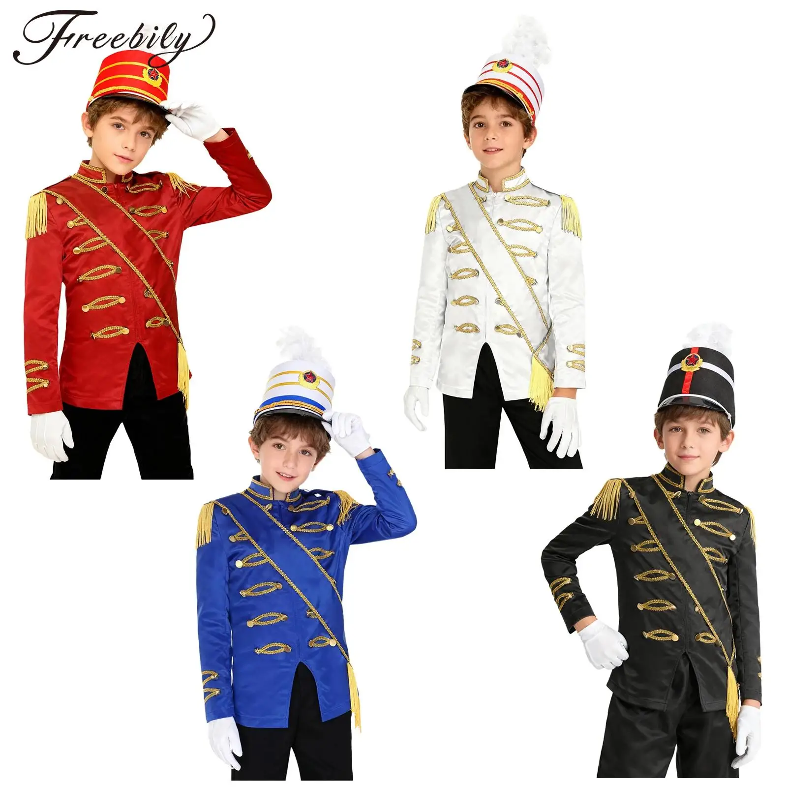 

Boy Jacket Role Play Drum Trumpet Major Costume Marching Band Uniform Hallween Carnival Drummer Circus Ringleader Cosplay Outfit